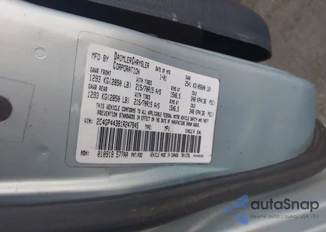 2001 Chrysler Town & Country Lx z USA, uszkodzony, nr VIN 2C4GP44381R247845